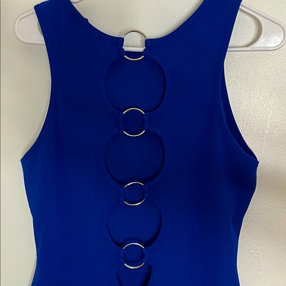 SYMPHONY BRAND NEW Blue fitted dress size LARGE - Picture 7 of 7